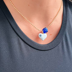 White Enamel Heart Necklace