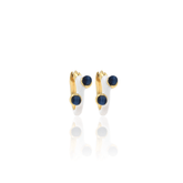 White Enamel Lapis Lazuli Hoop Earrings