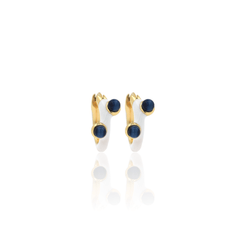 White Enamel Lapis Lazuli Hoop Earrings