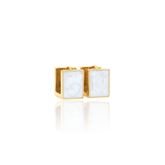White Enamel Square Earrings
