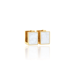 White Enamel Square Earrings