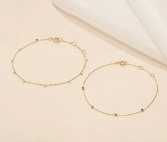 14k Solid Gold White Topaz & Sapphire Gemstone Bracelet