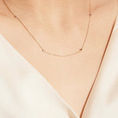 14k Solid Gold White Topaz & Sapphire Necklace