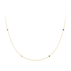 14k Solid Gold White Topaz & Sapphire Necklace
