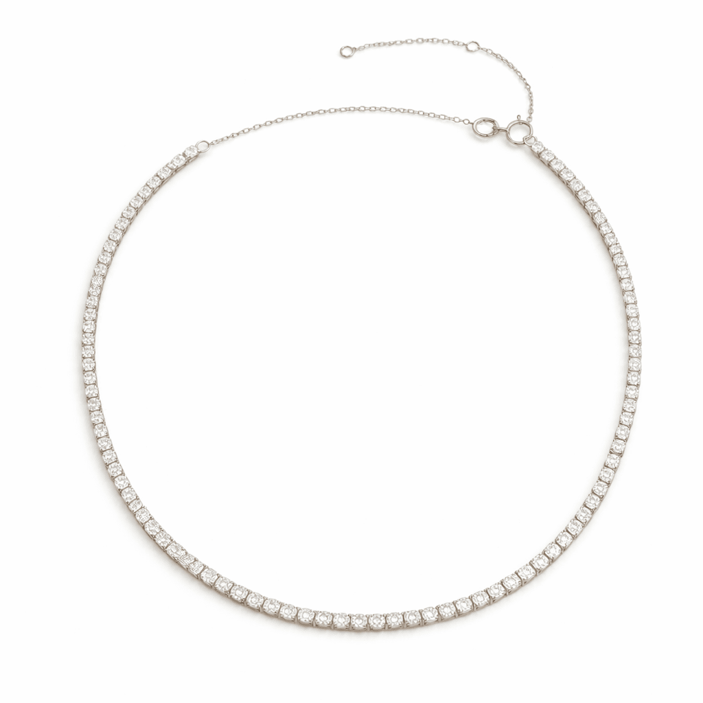 3mm CZ Silver Tennis Necklace