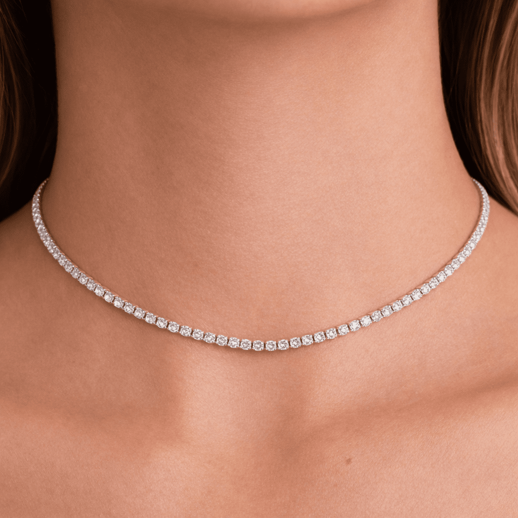 3mm CZ Silver Tennis Necklace