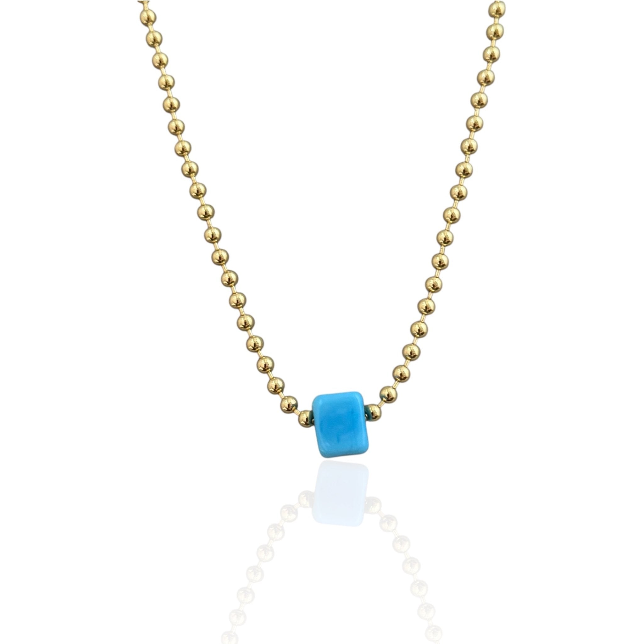 Balance and Luck Turquoise Cube Necklace