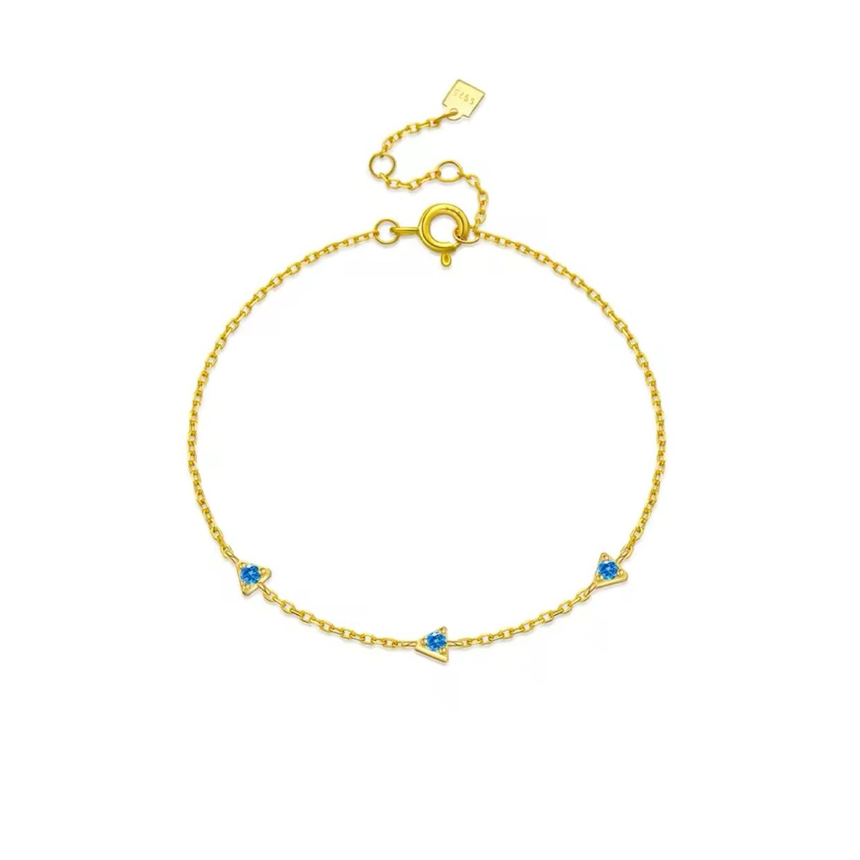 Blue Cz Triangle Chain Bracelet
