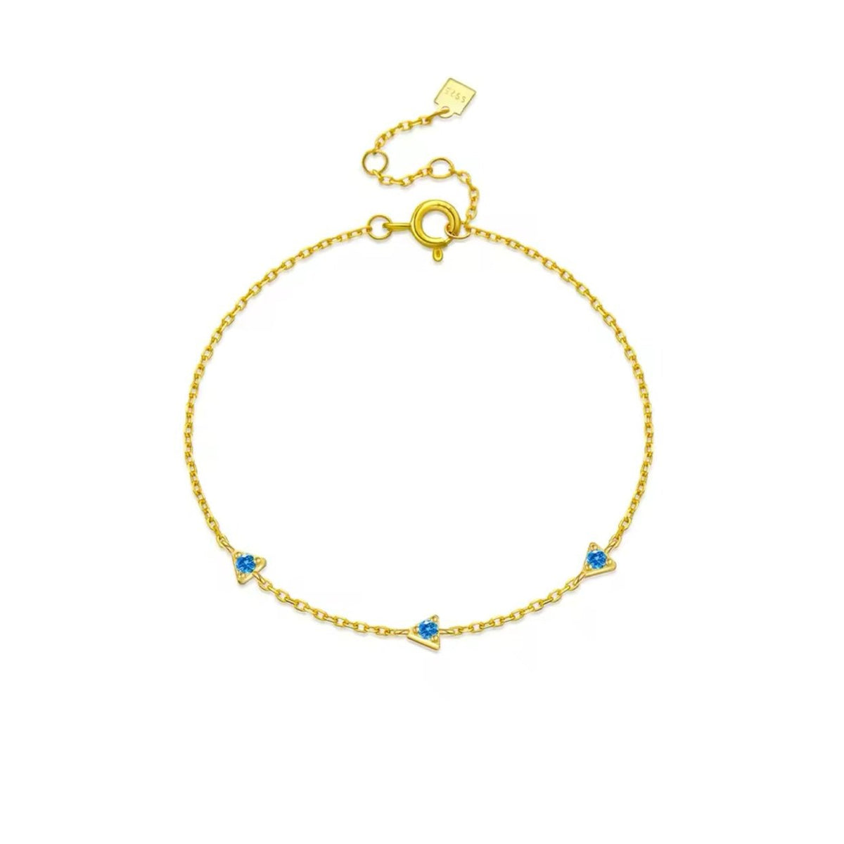 Blue Cz Triangle Chain Bracelet