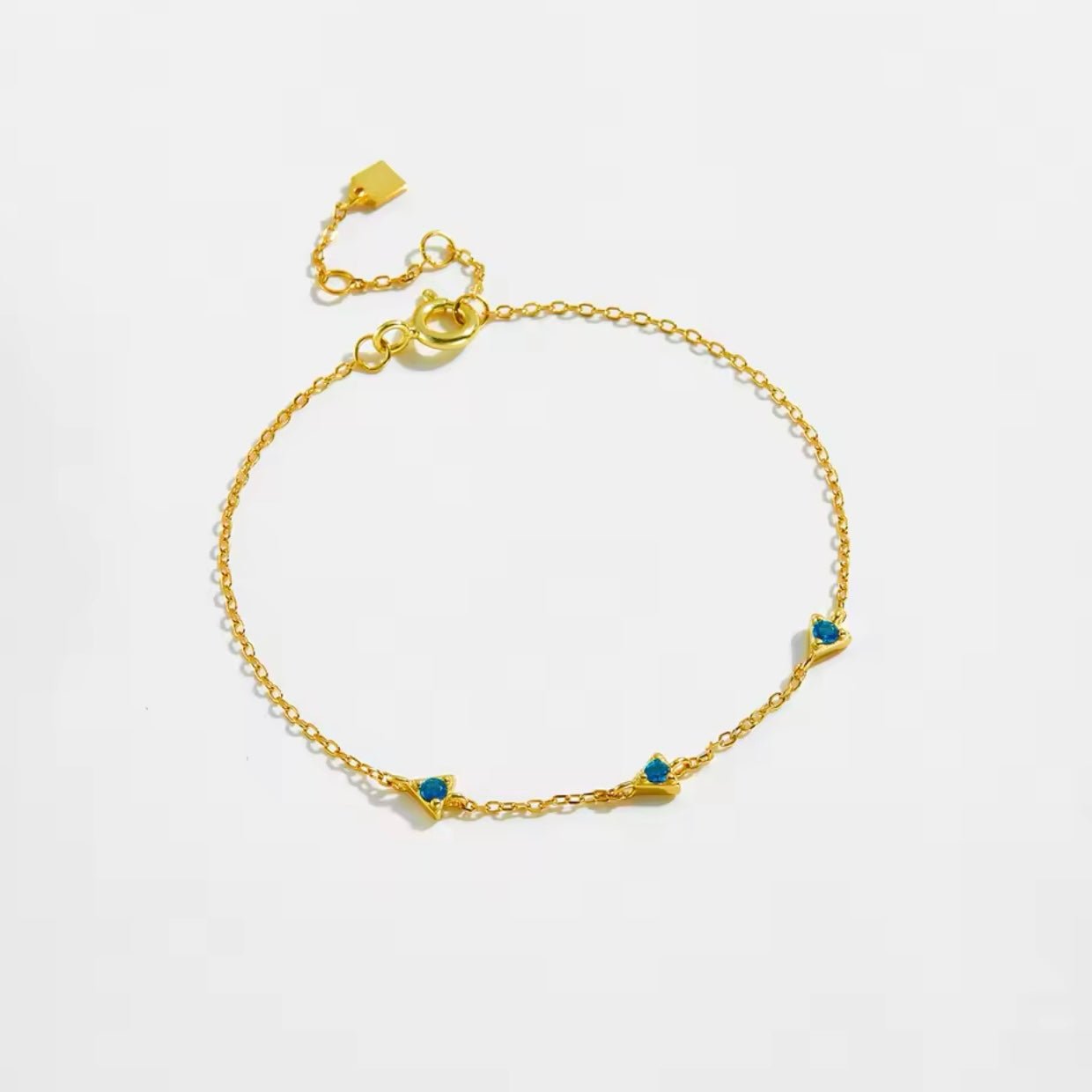 Blue Cz Triangle Chain Bracelet