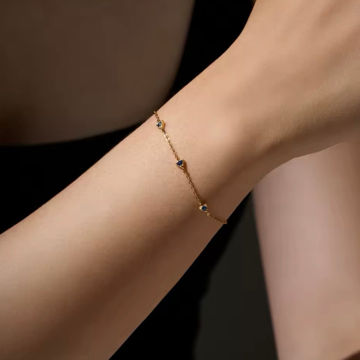 Blue Cz Triangle Chain Bracelet