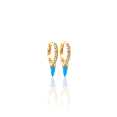 Blue Spike Hoop Earrings