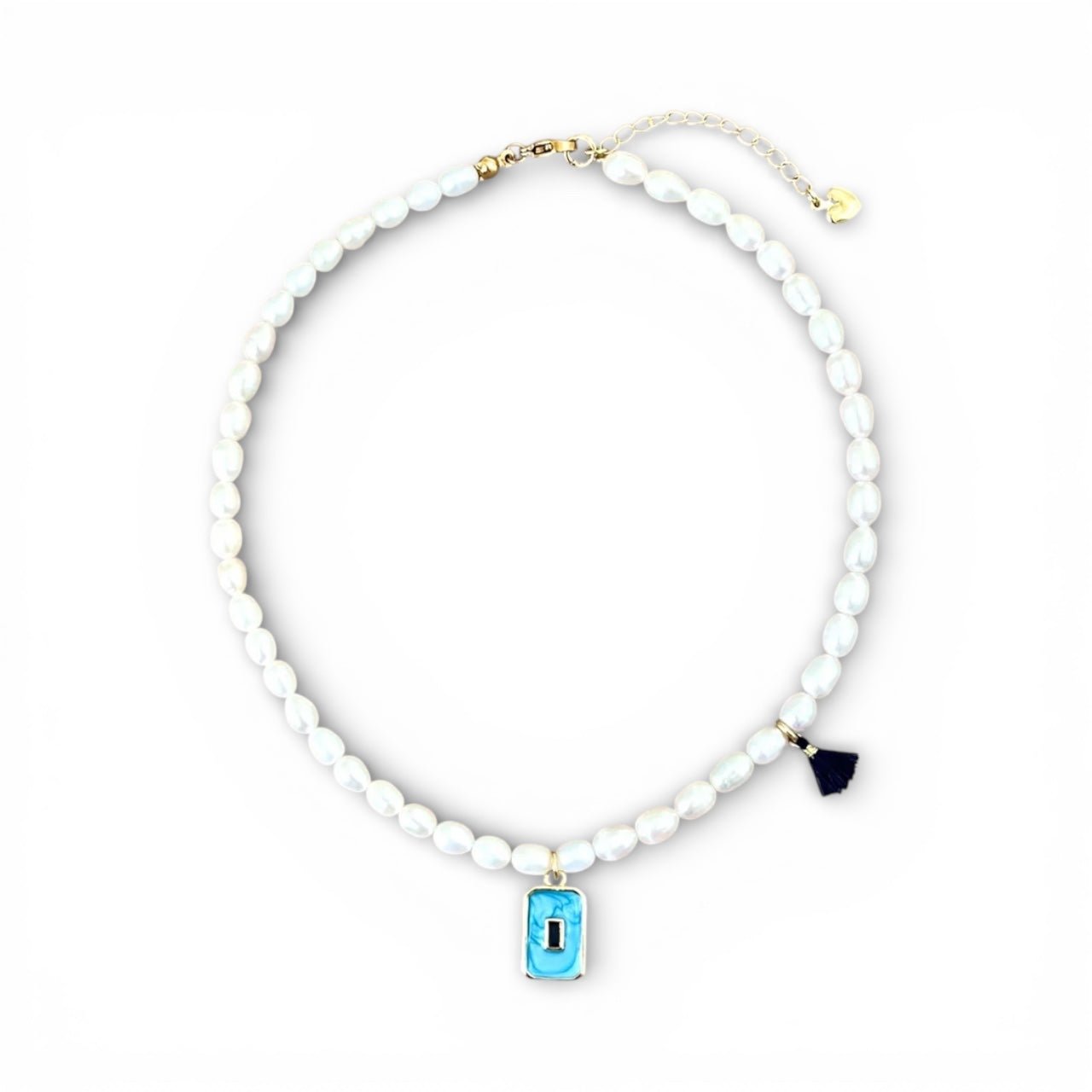 Blue Square Pearl Necklace