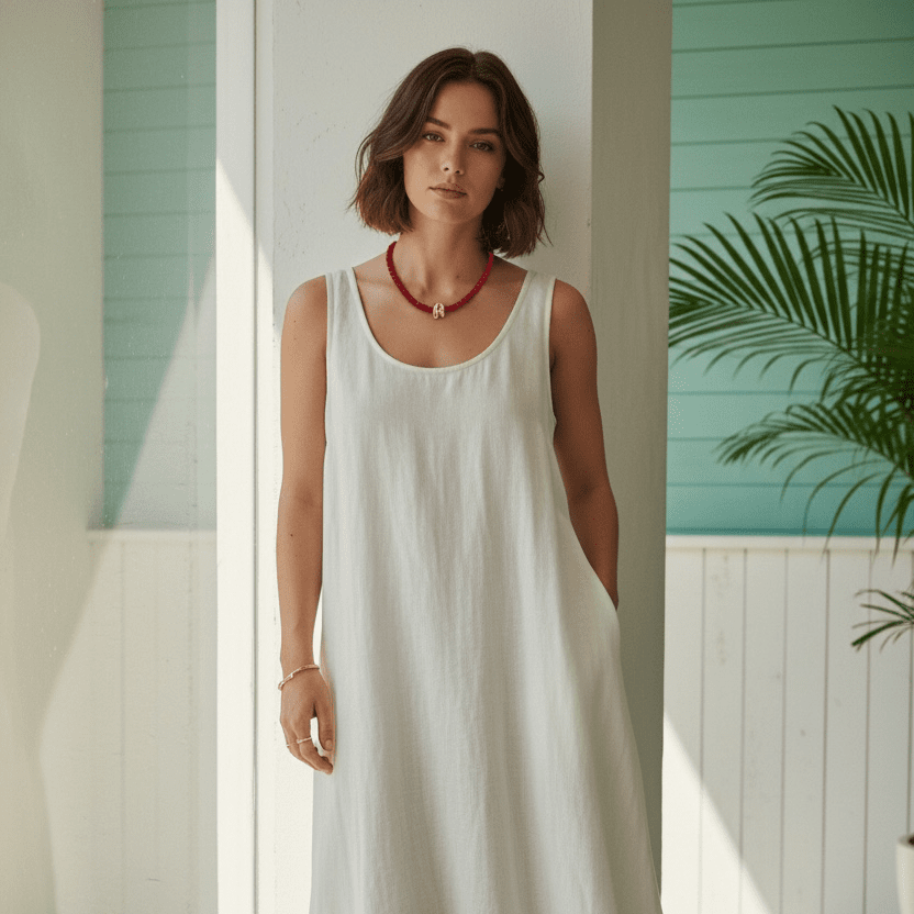 Bubble Initial Red Beaded Necklace