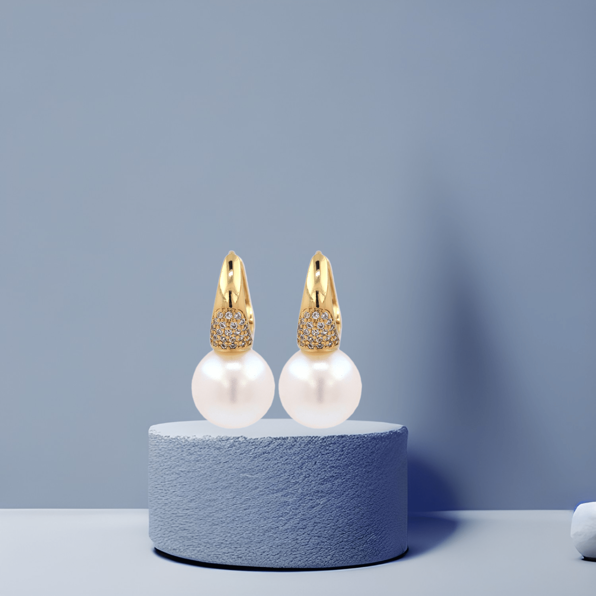 Cz Pearl Hoop Earrings