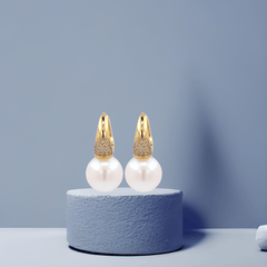 Cz Pearl Hoop Earrings