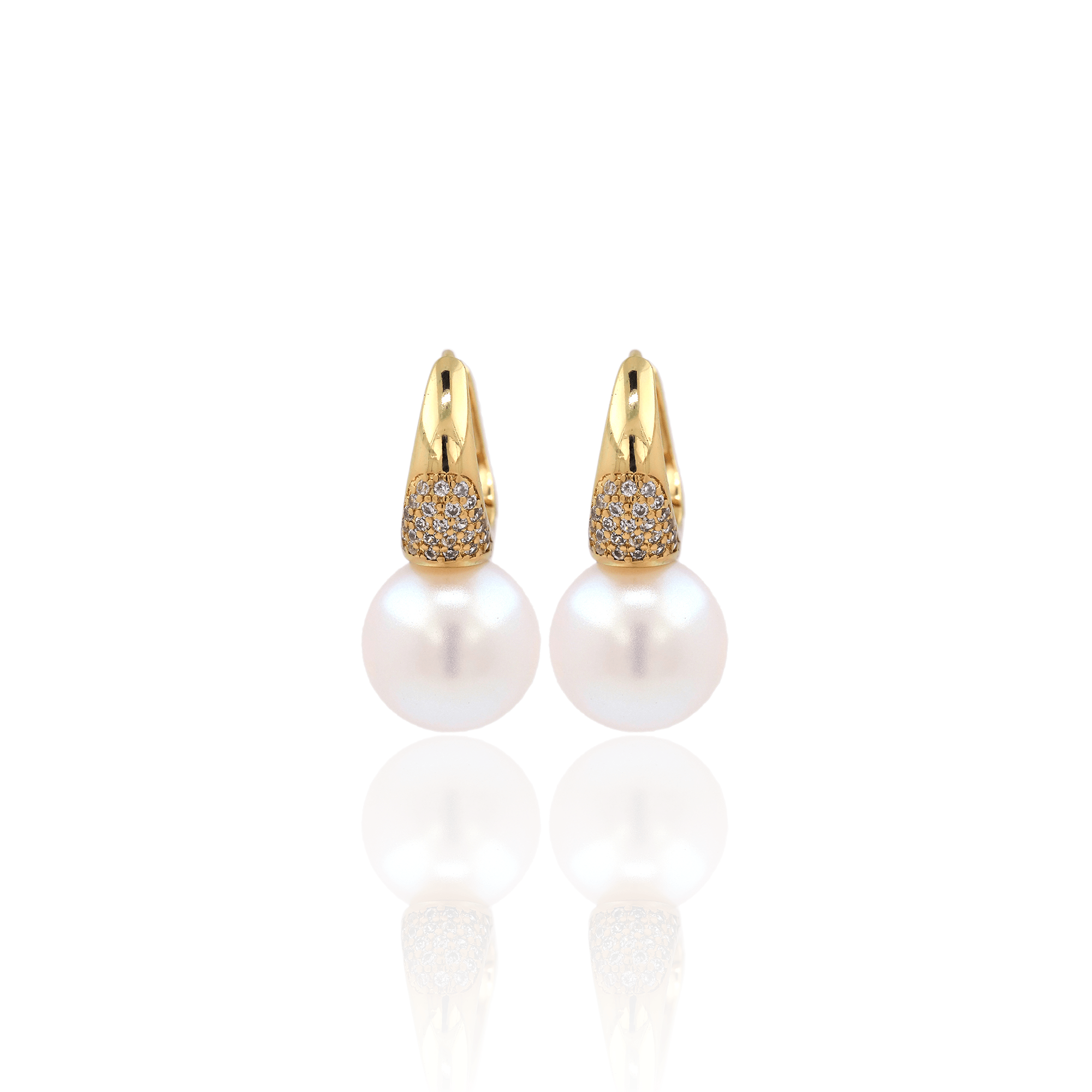 Cz Pearl Hoop Earrings