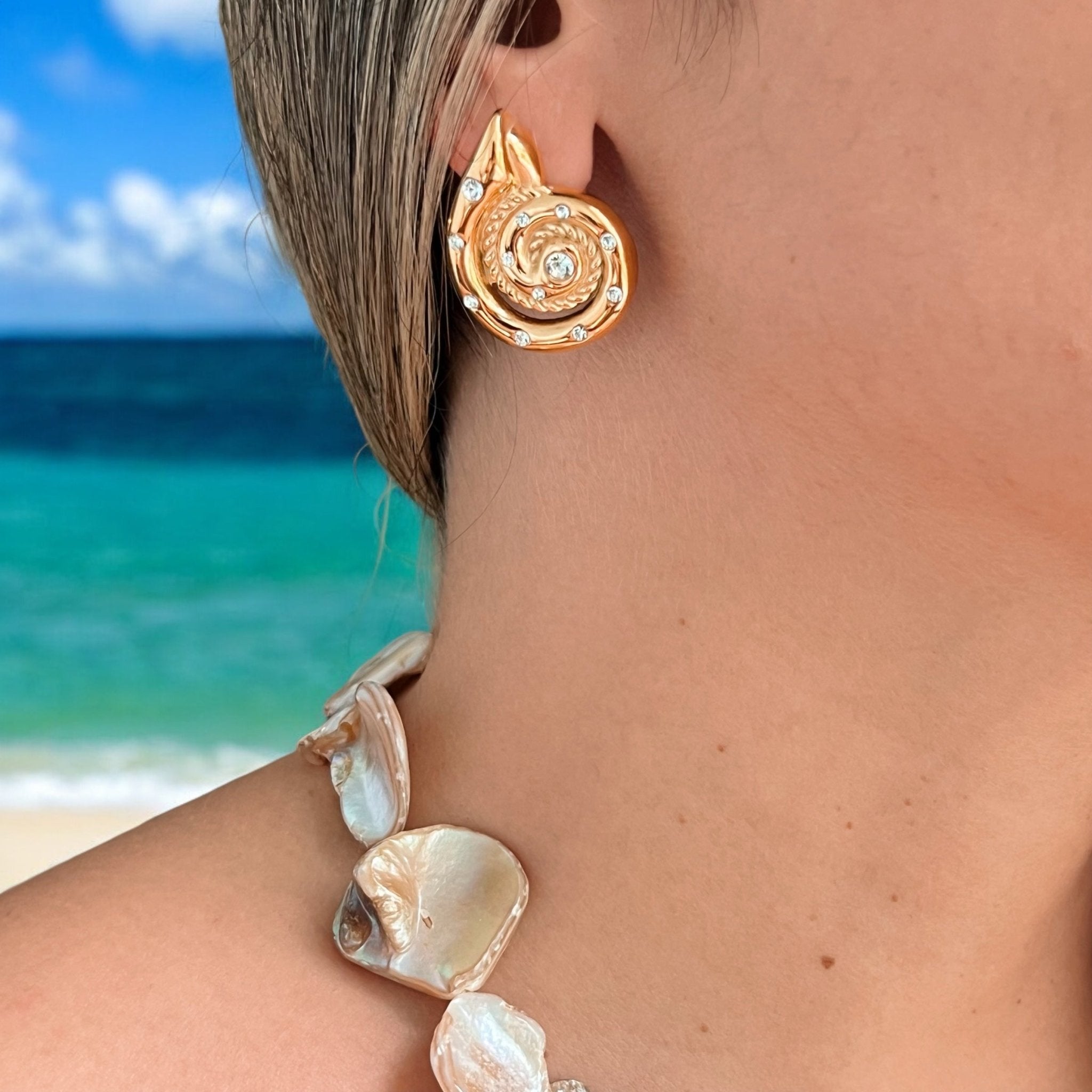 Cz Seashell Earrings