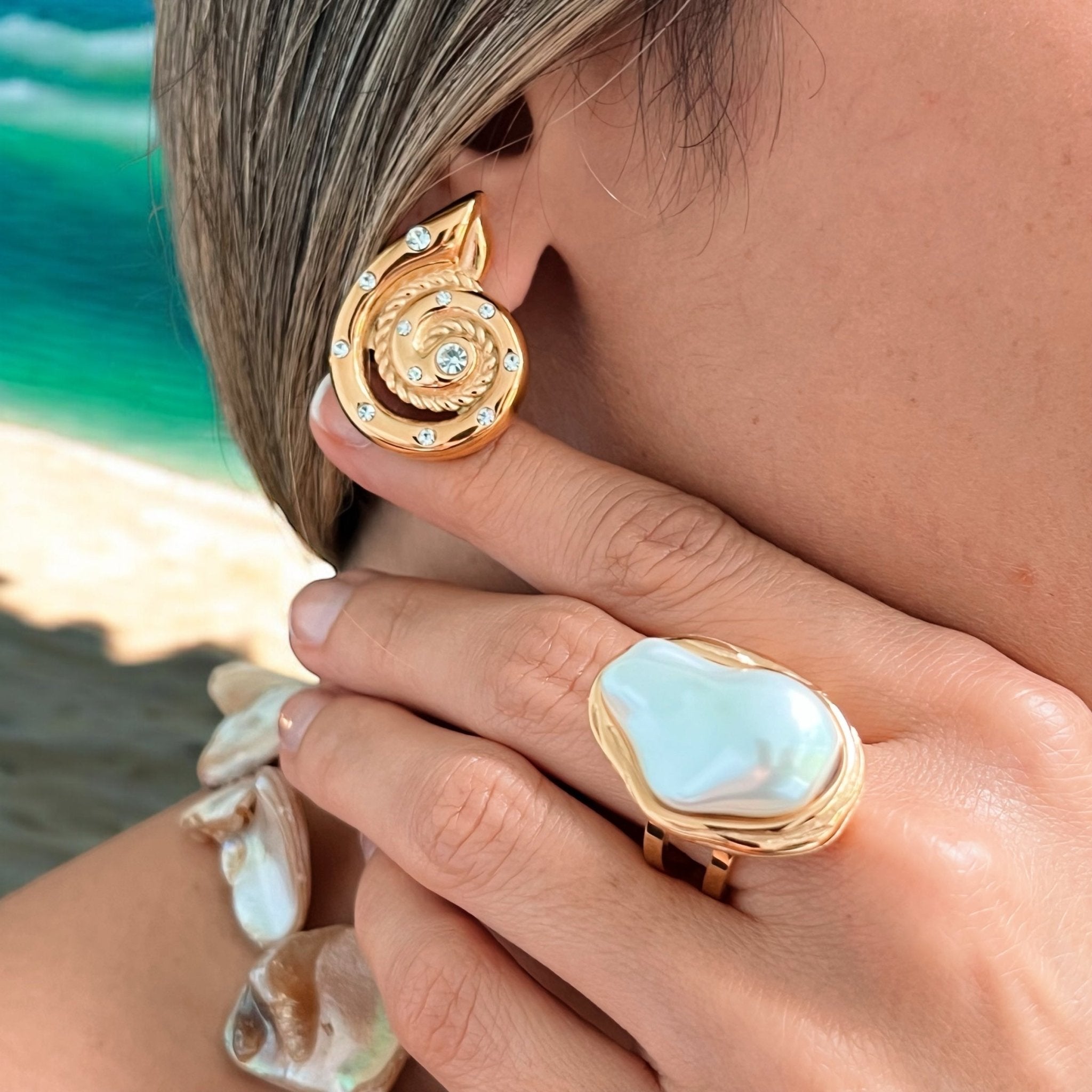 Cz Seashell Earrings