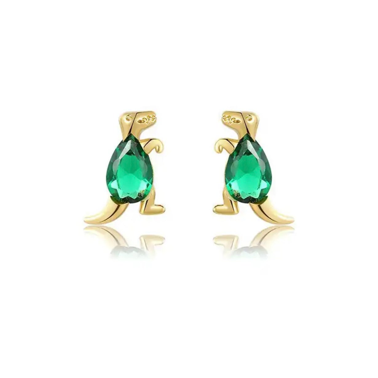 Emerald Dinosaur Stud Earrings