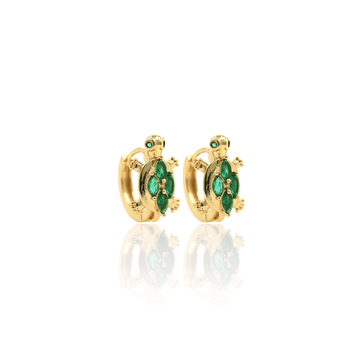 Emerald Turtle Hoop Earrings