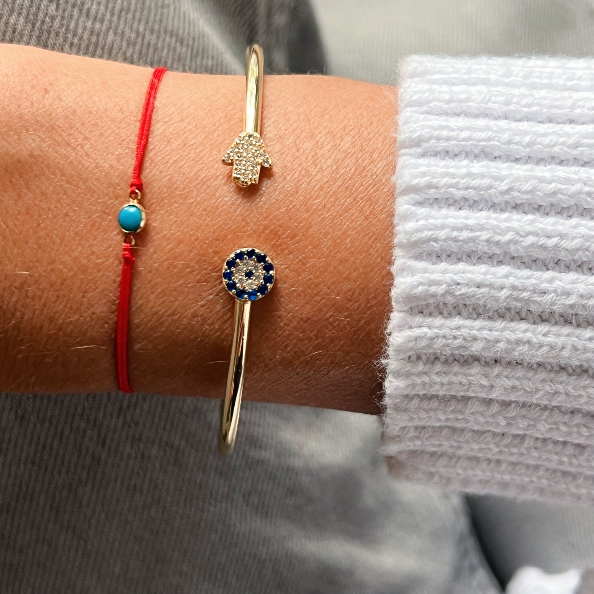 I Am Protected and Aligned — Evil Eye & Hamsa Cuff Bracelet