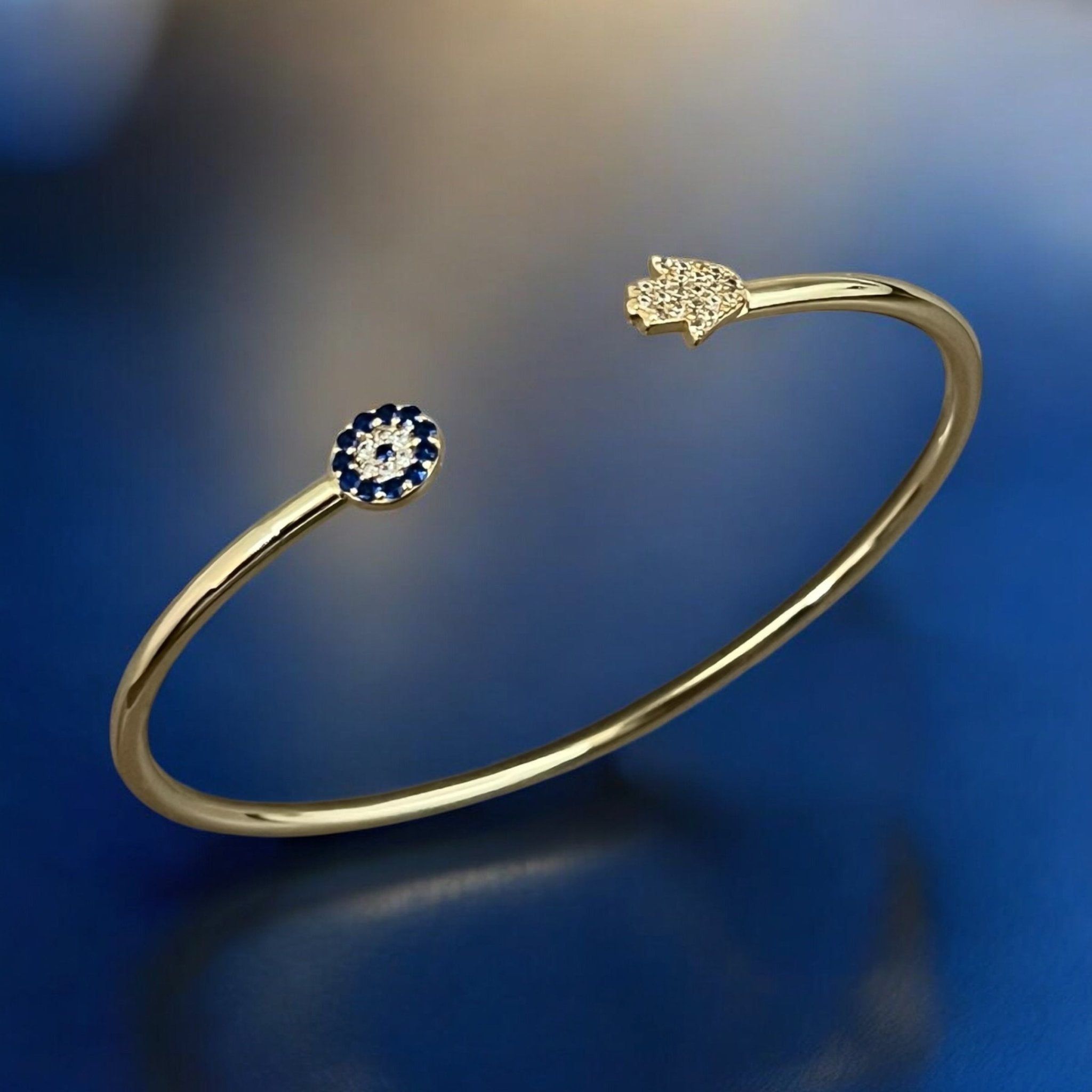 I Am Protected and Aligned — Evil Eye & Hamsa Cuff Bracelet