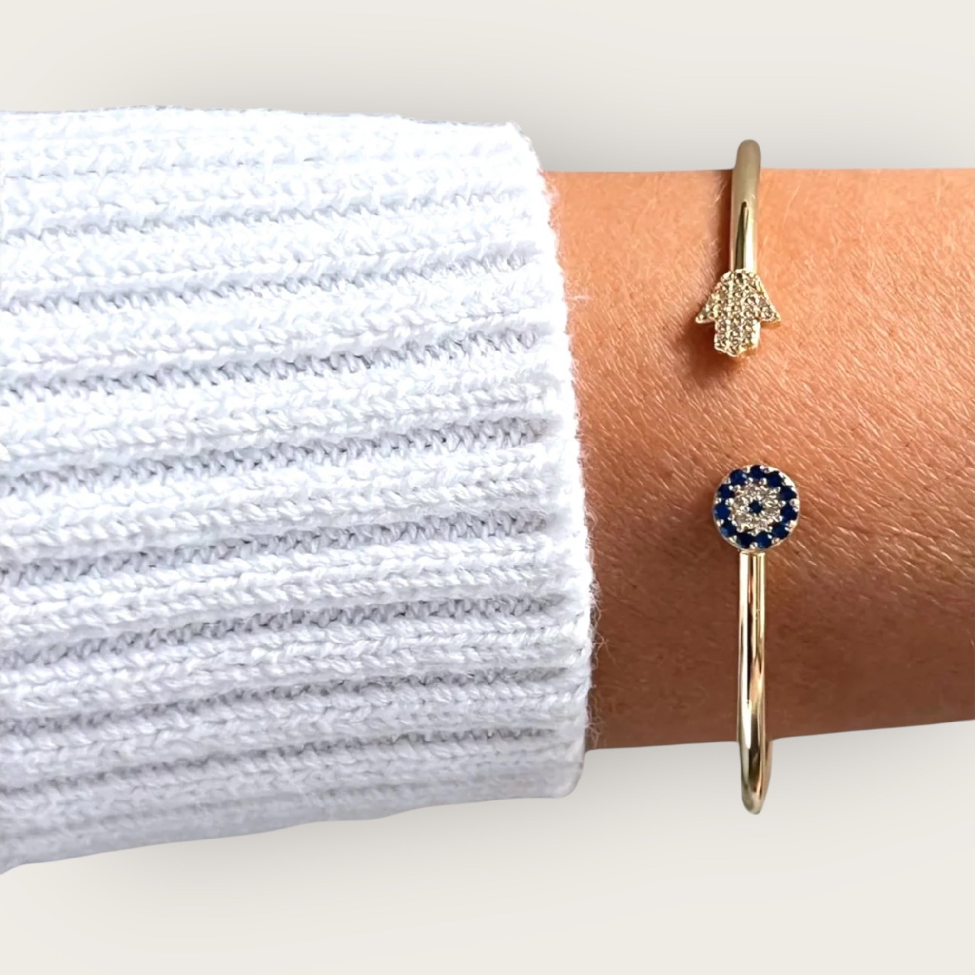 I Am Protected and Aligned — Evil Eye & Hamsa Cuff Bracelet