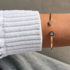 I Am Protected and Aligned — Evil Eye & Hamsa Cuff Bracelet