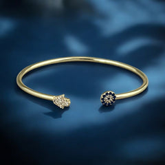 I Am Protected and Aligned — Evil Eye & Hamsa Cuff Bracelet