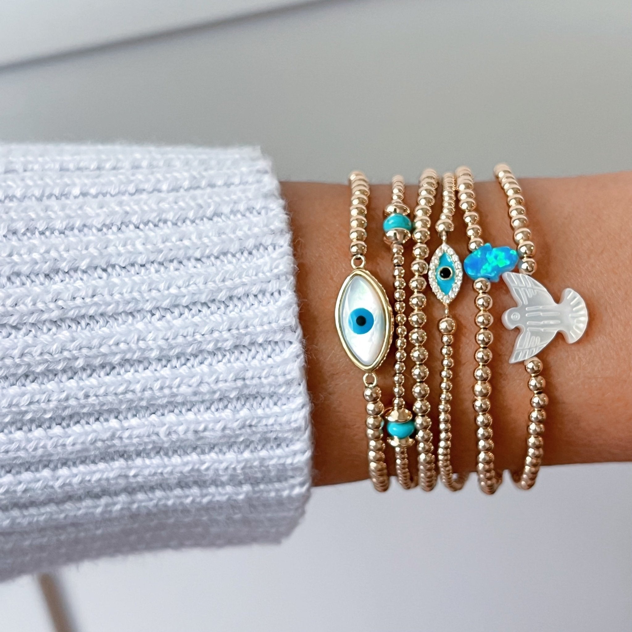 I Attract Protection and Positive Energy — Tiny Evil Eye Beaded Bracelet