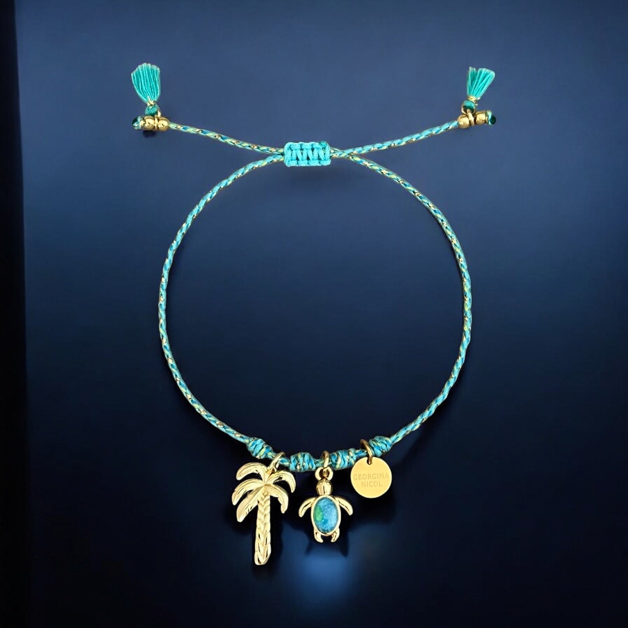 I Carry the Ocean Within — Palm Tree & Turtle Bracelet