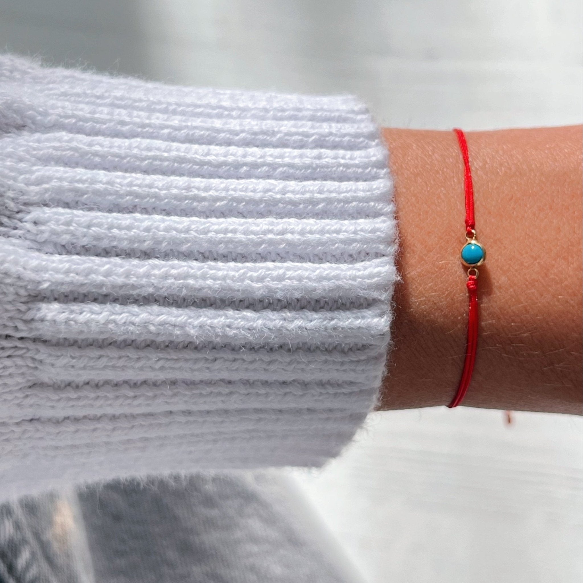 I Choose Peace, Protection, and Healing — Turquoise Red String Bracelet