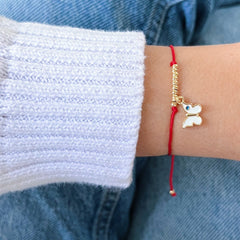I Welcome Transformation and Joy — Red String Butterfly Bracelet