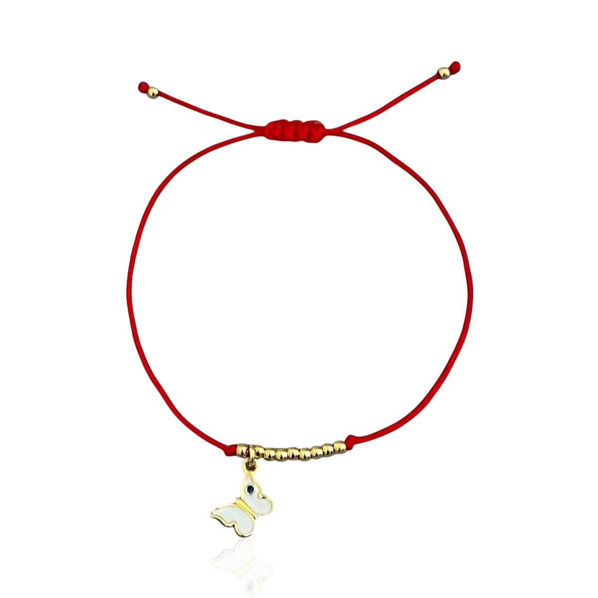 I Welcome Transformation and Joy — Red String Butterfly Bracelet