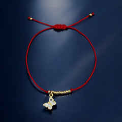I Welcome Transformation and Joy — Red String Butterfly Bracelet