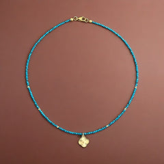 Luck and Prosperity -  Four Leaf Clover Turquoise Beaded Necklace