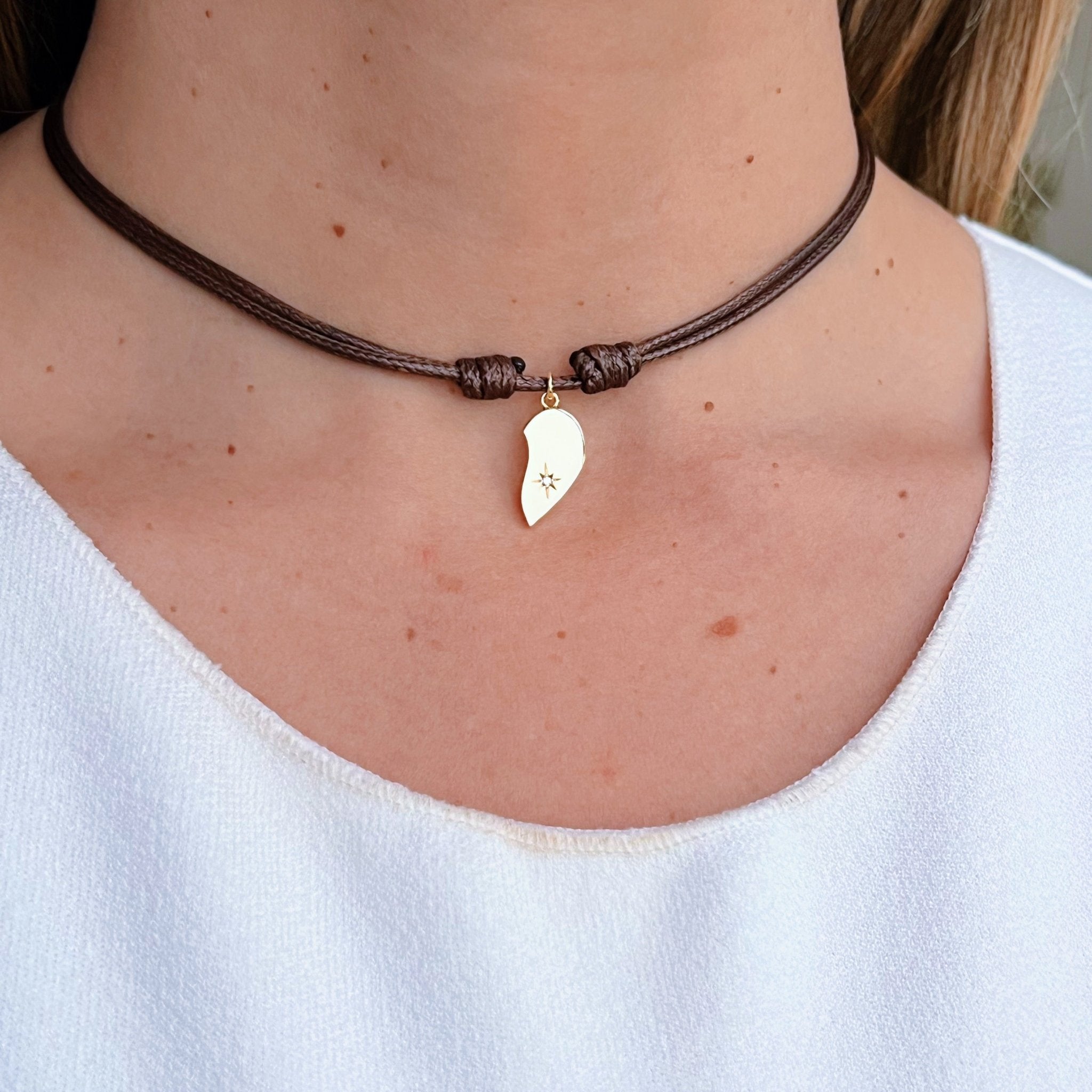 One for you One for me - Half Heart Cord Necklace