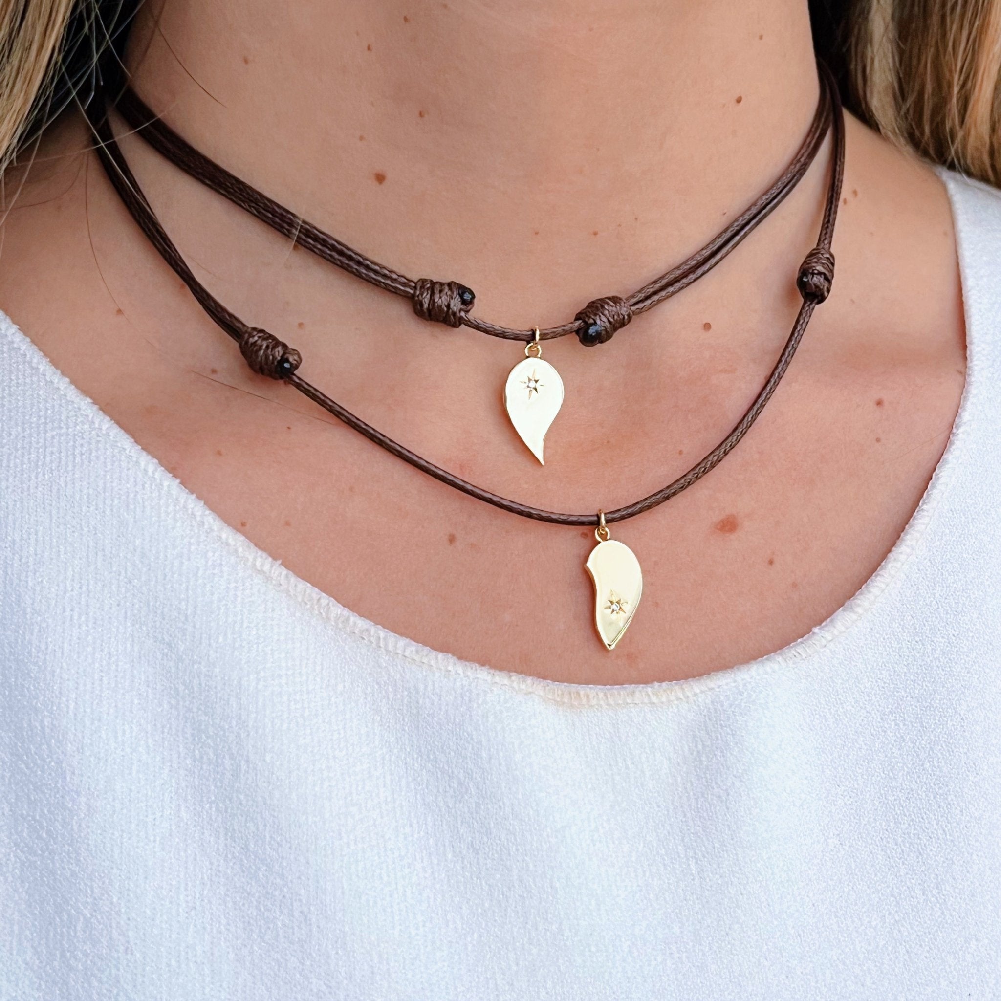 One for you One for me - Half Heart Cord Necklace