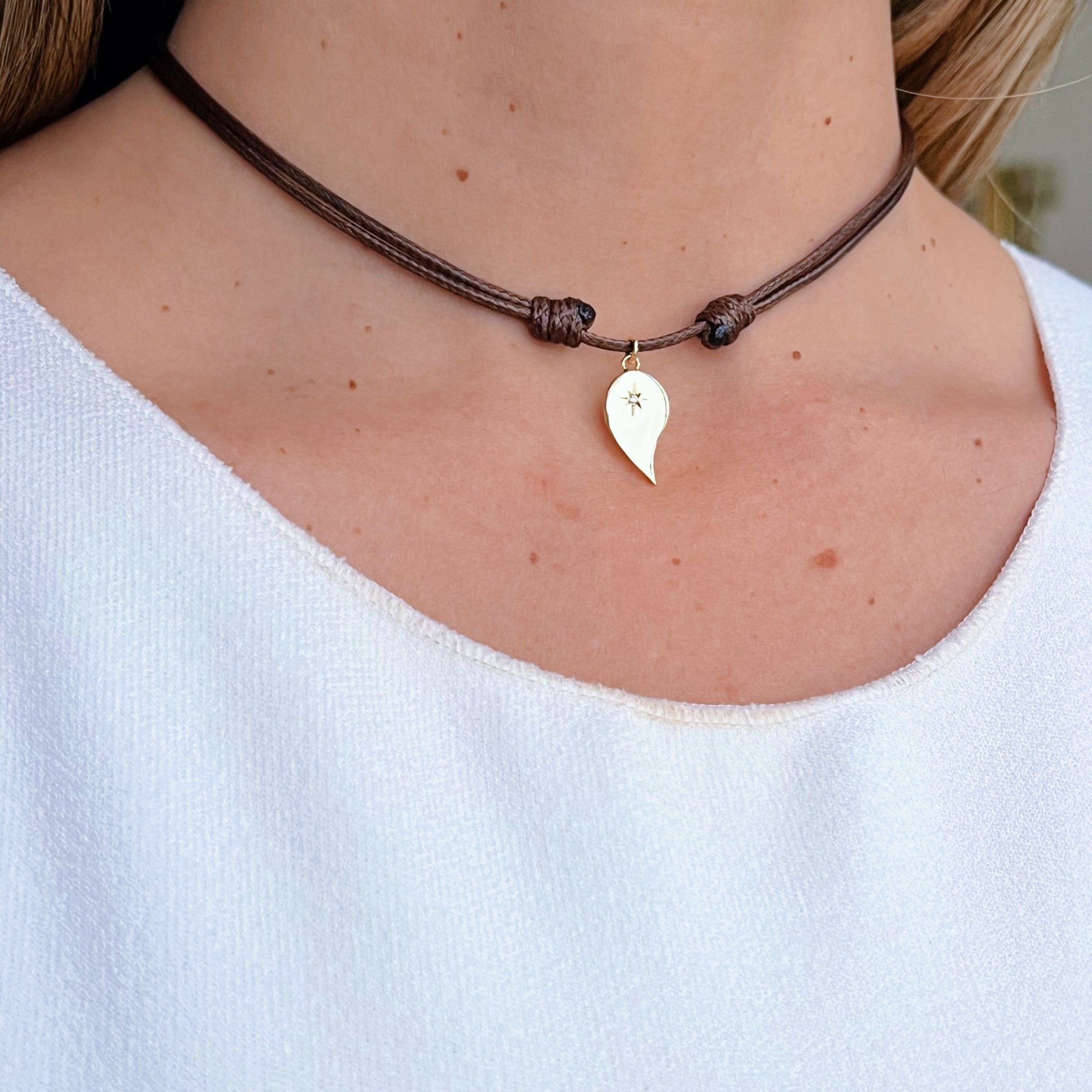 One for you One for me - Half Heart Cord Necklace