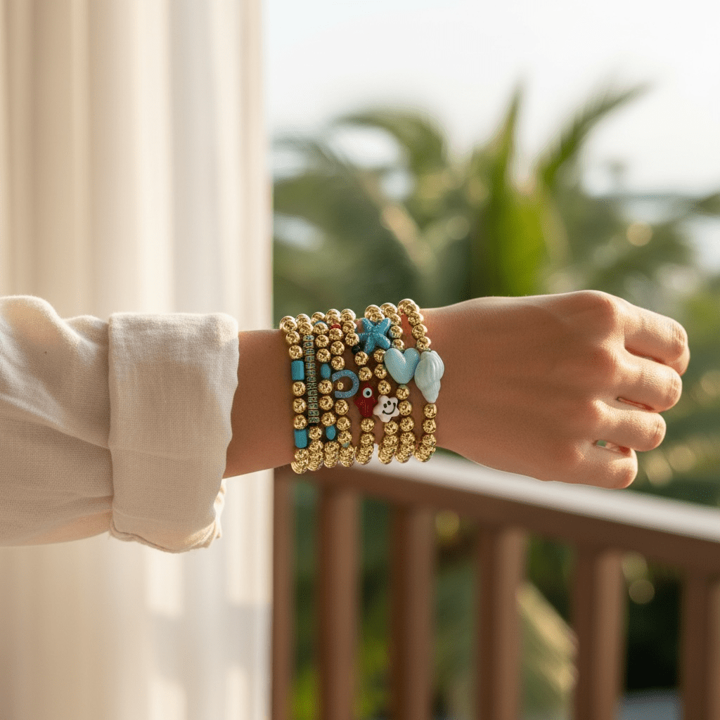 Seashell Gold Ball Bracelet