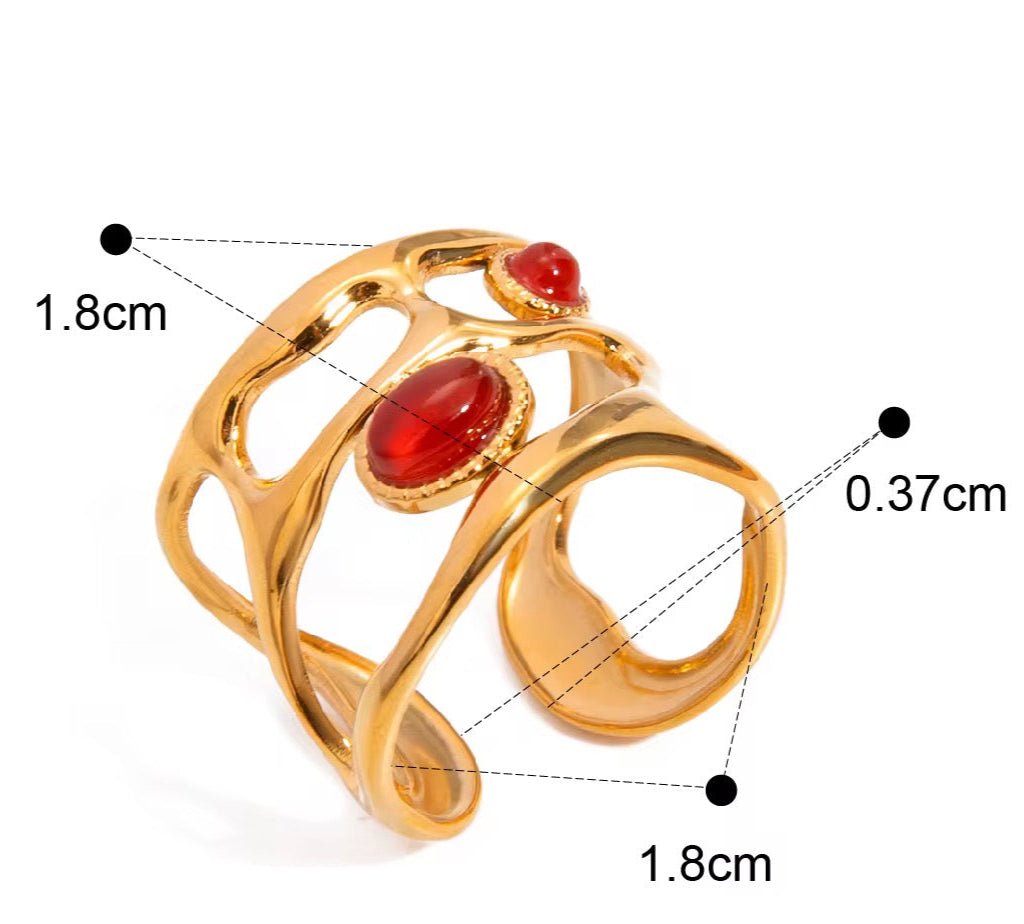 Passion & Power – Vintage Red Gemstone Adjustable Ring