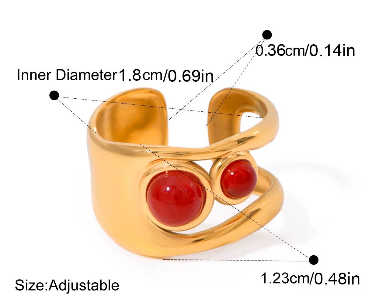 Passion & Power – Vintage Red Gemstone Adjustable Ring