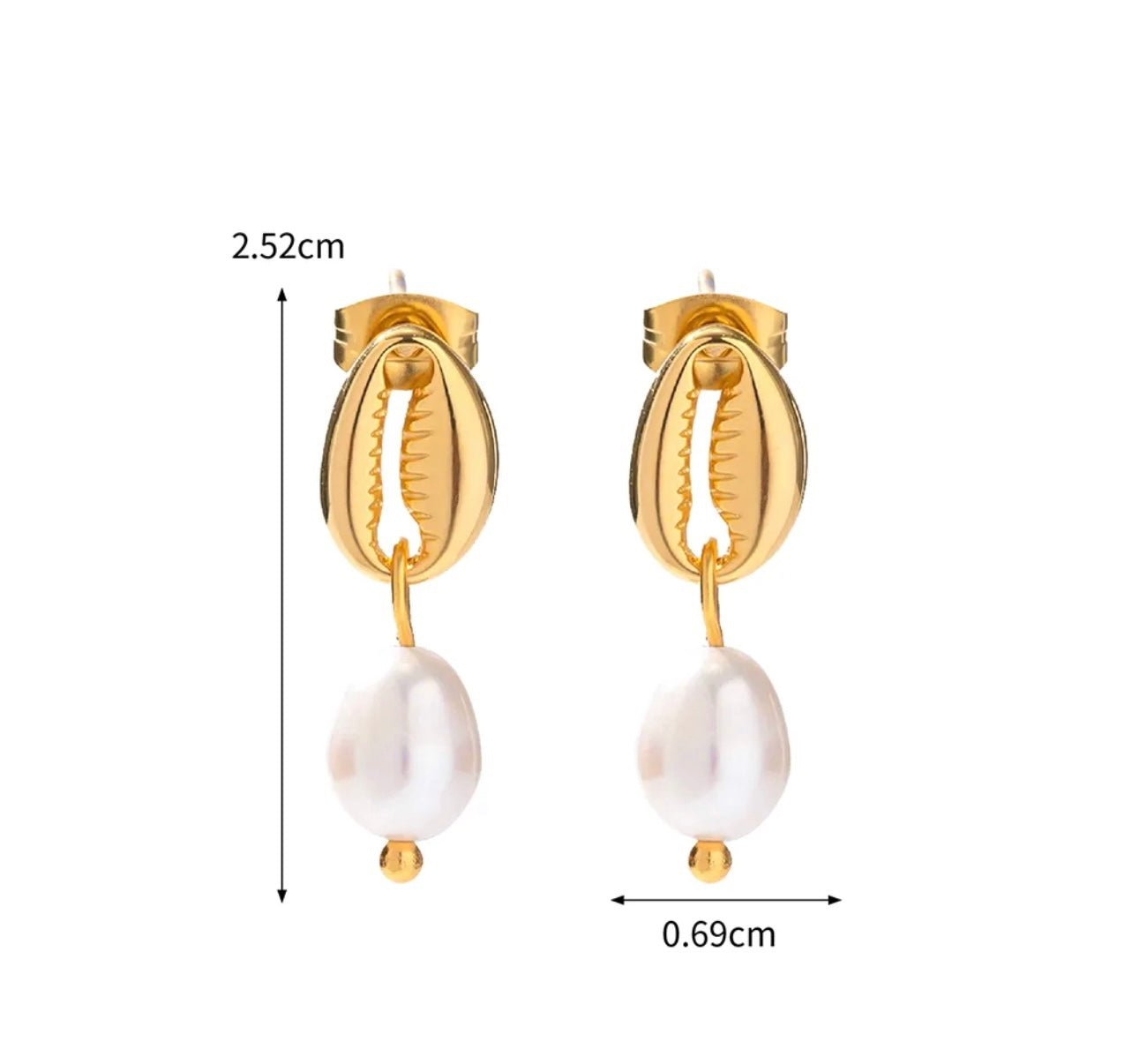 Seashell Pearl Earrings