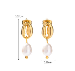 Seashell Pearl Earrings