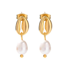 Seashell Pearl Earrings