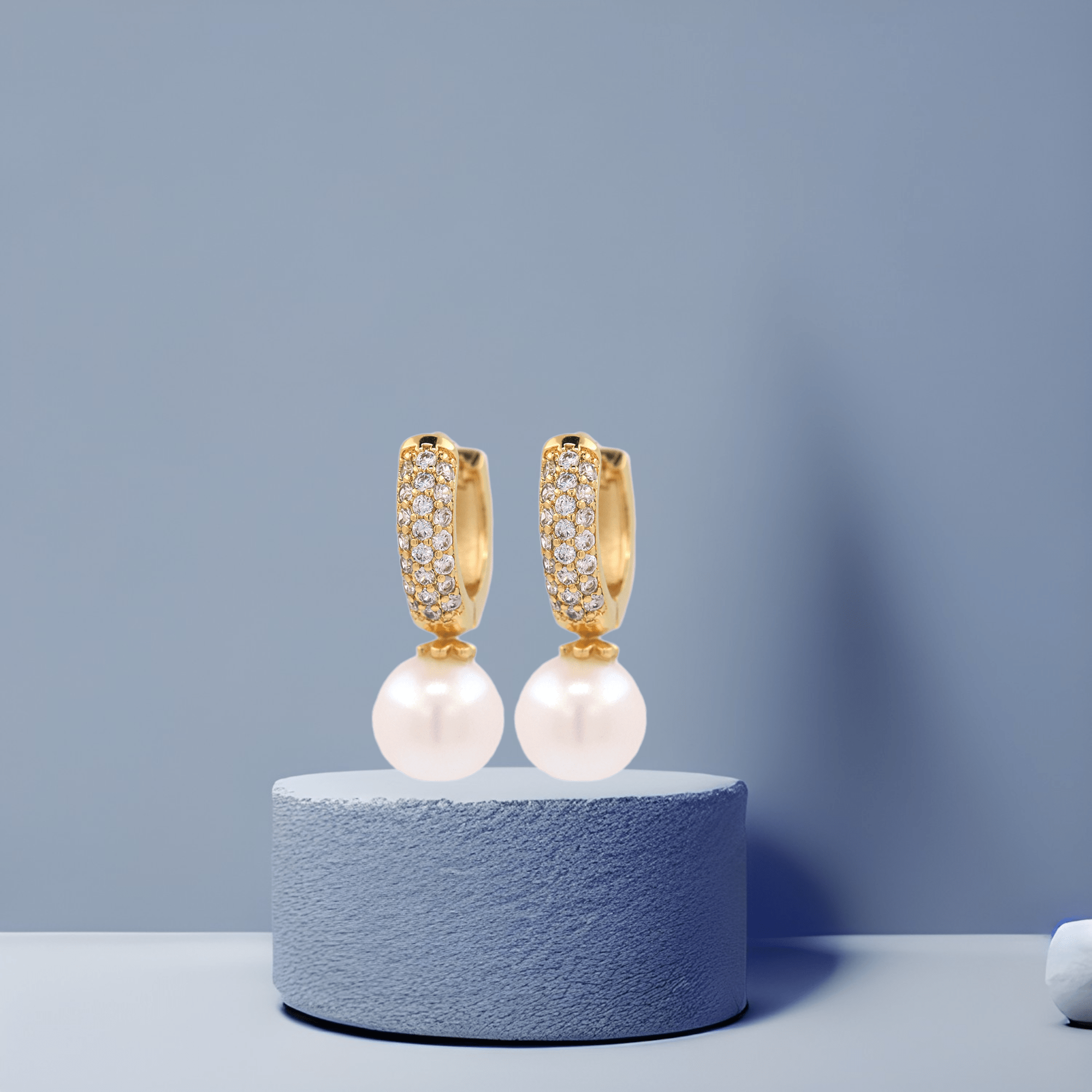 Small Cz Pearl Hoop Earrings