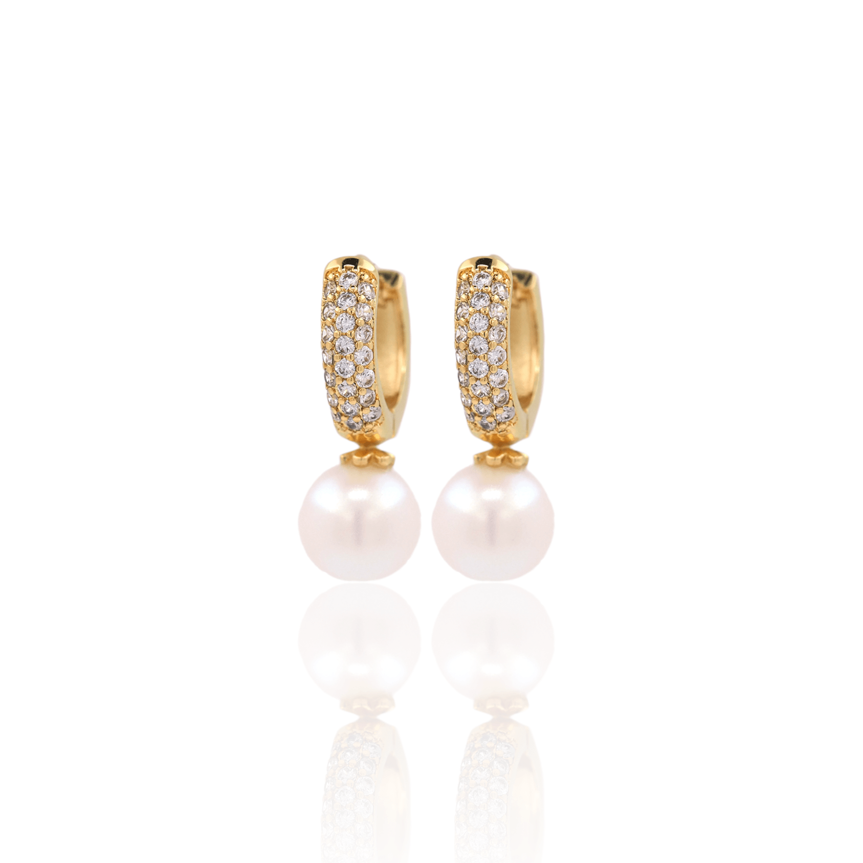 Small Cz Pearl Hoop Earrings