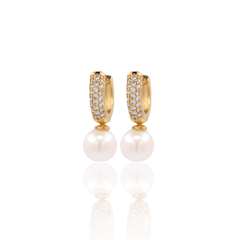 Small Cz Pearl Hoop Earrings